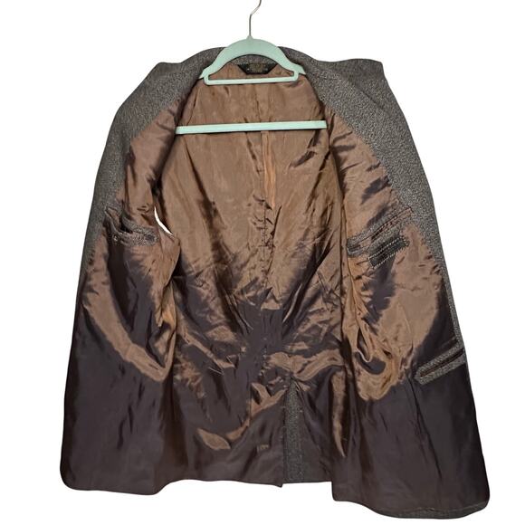 Vintage mens Donna Karen New York wool grey/brown blazer shoulder pads size 40R - Picture 6 of 8